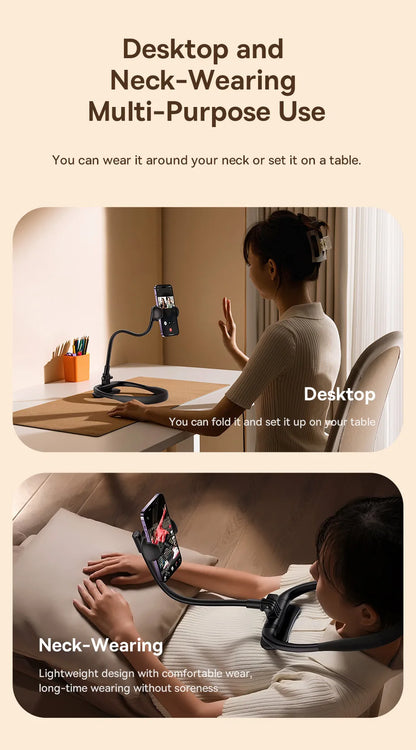 Baseus Flexible Phone Holder Universal Neck Hanging Neck Lazy Cell Phone Desk Mount Bracket for iPhone 17 Air 16 Pro Max Stand